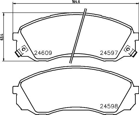 HELLA 8DB 355 013-541 - Bromsbeläggssats, skivbroms xdelar.se