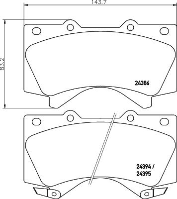 HELLA 8DB 355 013-151 - Bromsbeläggssats, skivbroms xdelar.se