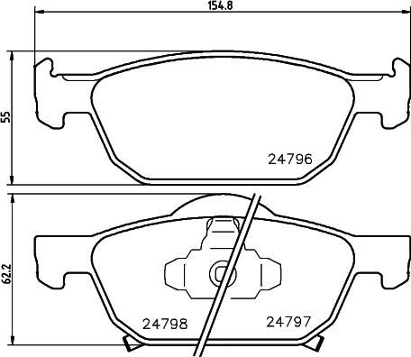 HELLA 8DB 355 013-891 - Bromsbeläggssats, skivbroms xdelar.se