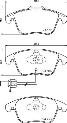 HELLA 8DB 355 013-861 - Bromsbeläggssats, skivbroms xdelar.se