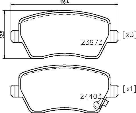 HELLA 8DB 355 012-301 - Bromsbeläggssats, skivbroms xdelar.se