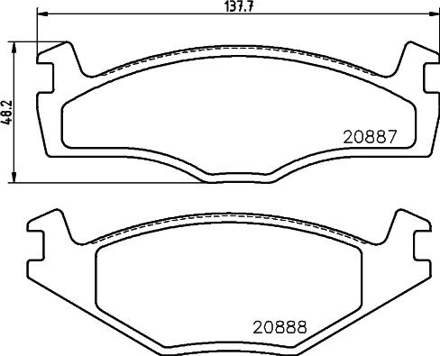 HELLA 8DB 355 017-521 - Bromsbeläggssats, skivbroms xdelar.se