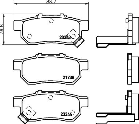 HELLA 8DB 355 017-151 - Bromsbeläggssats, skivbroms xdelar.se