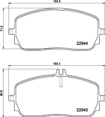 HELLA 8DB 355 039-011 - Bromsbeläggssats, skivbroms xdelar.se