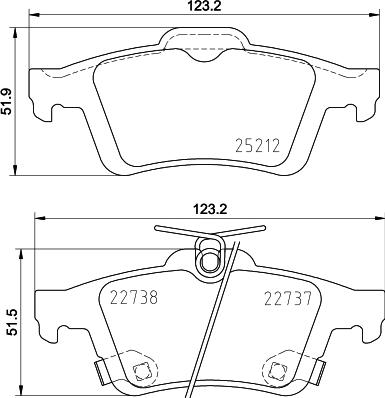 HELLA 8DB 355 037-661 - Bromsbeläggssats, skivbroms xdelar.se