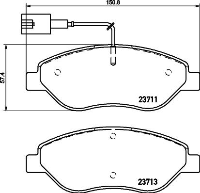 HELLA 8DB 355 020-561 - Bromsbeläggssats, skivbroms xdelar.se