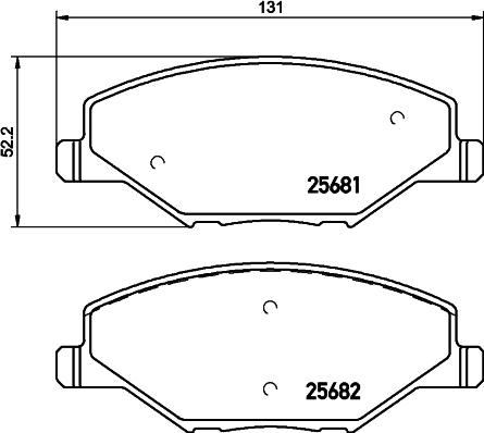 HELLA 8DB 355 020-521 - Bromsbeläggssats, skivbroms xdelar.se