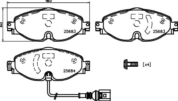 HELLA 8DB 355 020-191 - Bromsbeläggssats, skivbroms xdelar.se