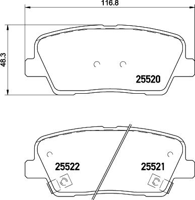 HELLA 8DB 355 020-101 - Bromsbeläggssats, skivbroms xdelar.se