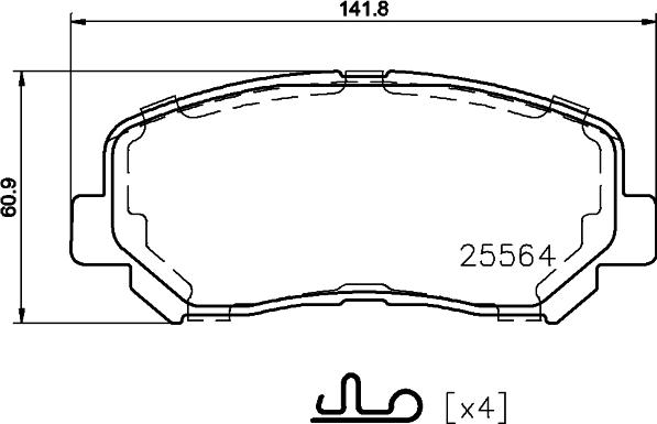 HELLA 8DB 355 021-981 - Bromsbeläggssats, skivbroms xdelar.se