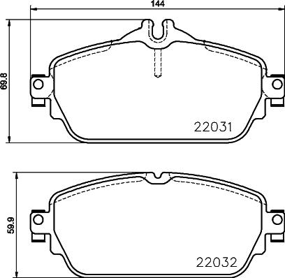 HELLA 8DB 355 021-551 - Bromsbeläggssats, skivbroms xdelar.se