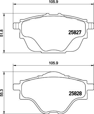 HELLA 8DB 355 021-001 - Bromsbeläggssats, skivbroms xdelar.se