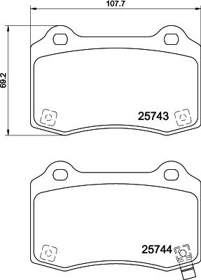 HELLA 8DB 355 021-251 - Bromsbeläggssats, skivbroms xdelar.se