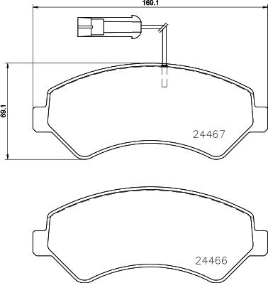 HELLA 8DB 355 023-011 - Bromsbeläggssats, skivbroms xdelar.se