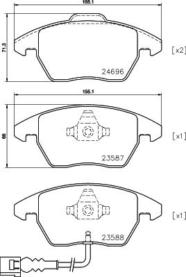 HELLA 8DB 355 023-161 - Bromsbeläggssats, skivbroms xdelar.se