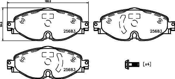 HELLA 8DB 355 023-171 - Bromsbeläggssats, skivbroms xdelar.se