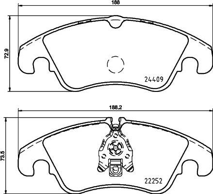 HELLA 8DB 355 023-221 - Bromsbeläggssats, skivbroms xdelar.se