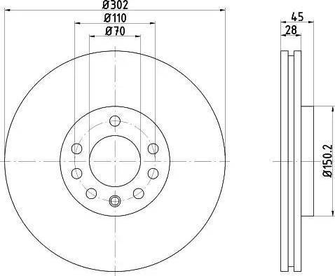 HELLA 8DD 355 109-171 - Bromsskiva xdelar.se