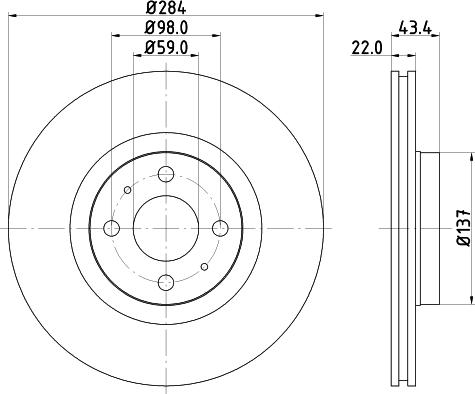 HELLA 8DD 355 102-391 - Bromsskiva xdelar.se