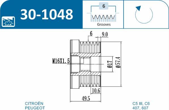 IJS GROUP 30-1048 - Remskiva, generator xdelar.se