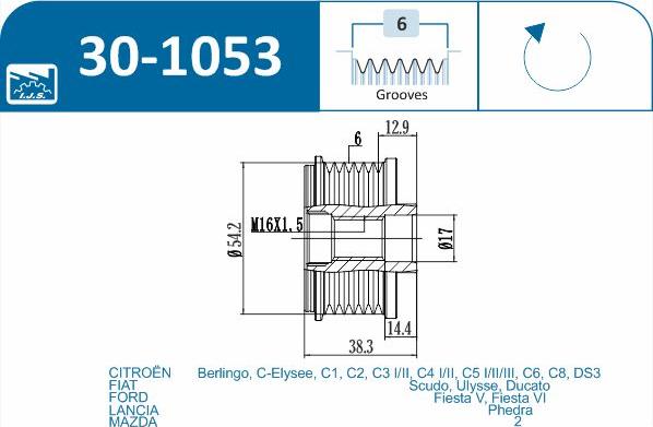 IJS GROUP 30-1053 - Remskiva, generator xdelar.se