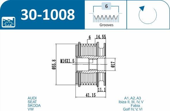 IJS GROUP 30-1008 - Remskiva, generator xdelar.se