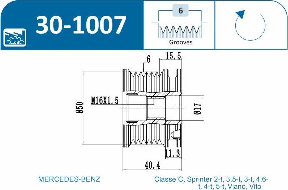 IJS GROUP 30-1007 - Remskiva, generator xdelar.se