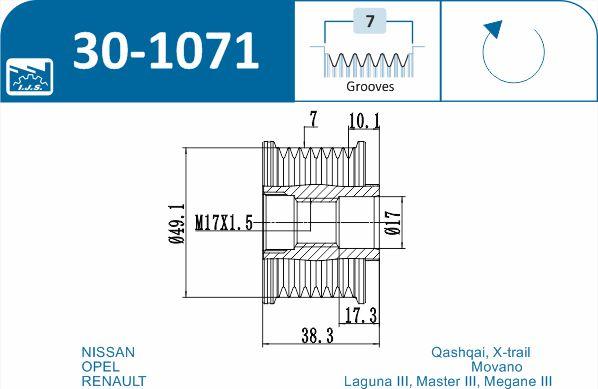 IJS GROUP 30-1071 - Remskiva, generator xdelar.se