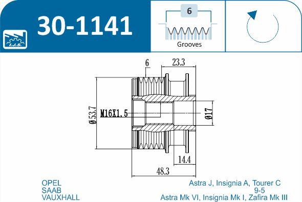 IJS GROUP 30-1141 - Remskiva, generator xdelar.se