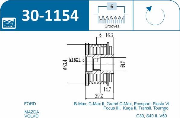 IJS GROUP 30-1154 - Remskiva, generator xdelar.se