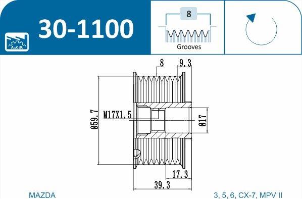 IJS GROUP 30-1100 - Remskiva, generator xdelar.se