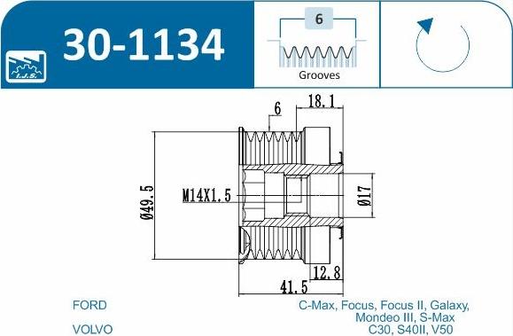 IJS GROUP 30-1134 - Remskiva, generator xdelar.se