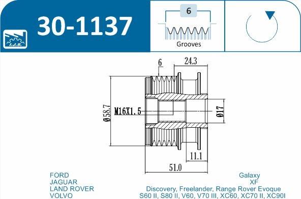 IJS GROUP 30-1137 - Remskiva, generator xdelar.se