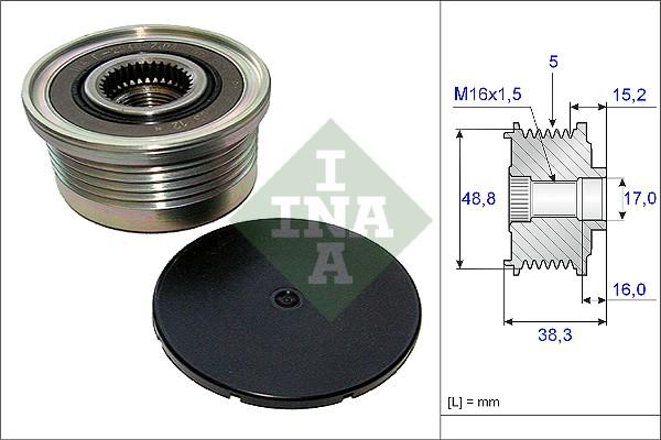 INA 535 0048 10 - Remskiva, generator xdelar.se