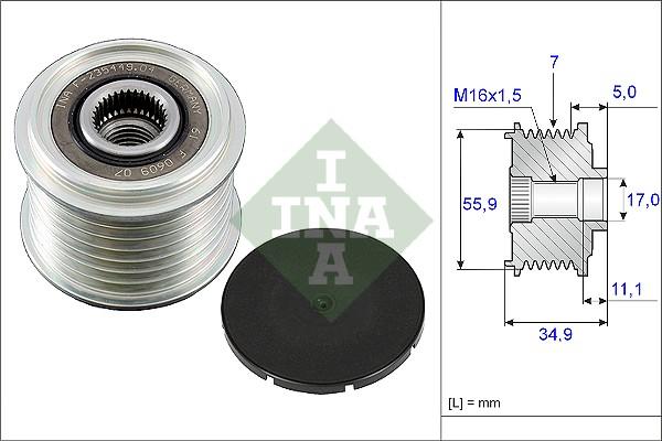 INA 535 0083 10 - Remskiva, generator xdelar.se