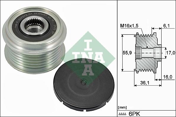 INA 535 0026 10 - Remskiva, generator xdelar.se