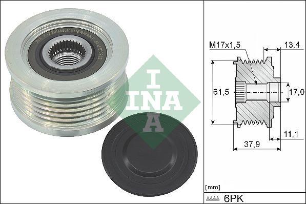 INA 535 0023 10 - Remskiva, generator xdelar.se