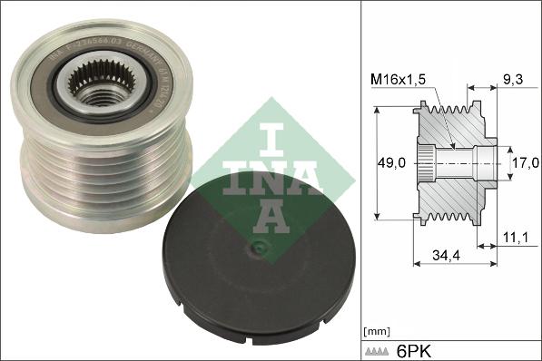 INA 535 0075 10 - Remskiva, generator xdelar.se