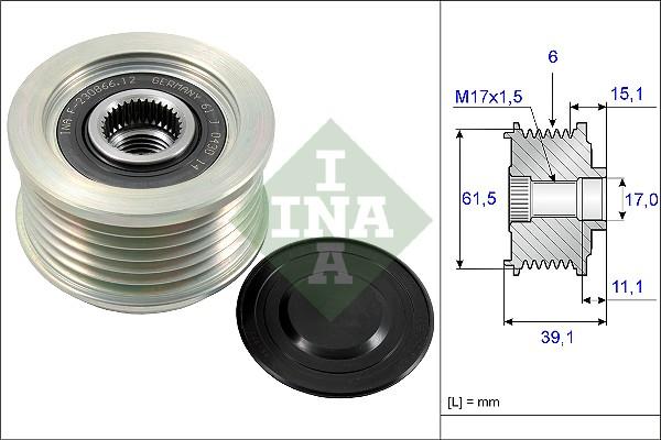 INA 535 0144 10 - Remskiva, generator xdelar.se