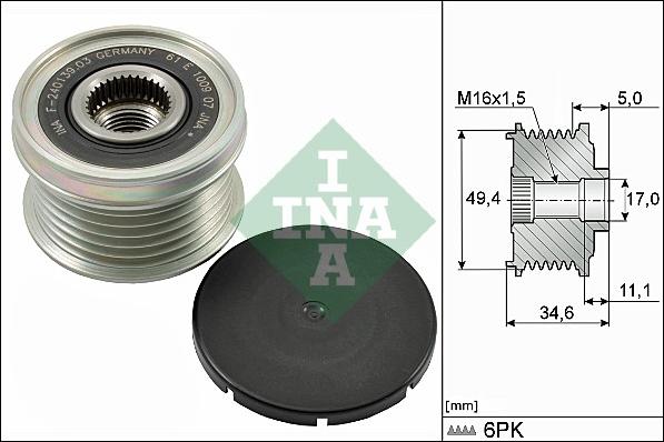 INA 535 0155 10 - Remskiva, generator xdelar.se