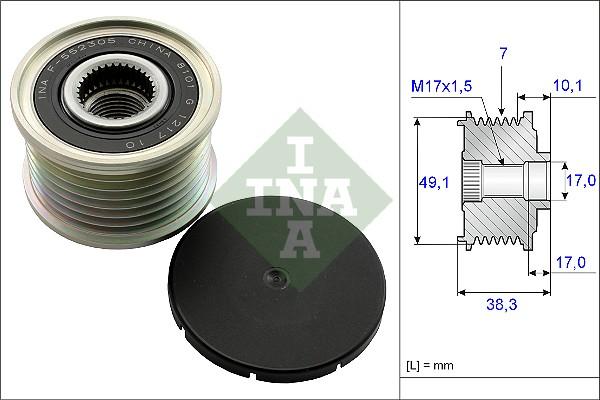 INA 535 0153 10 - Remskiva, generator xdelar.se