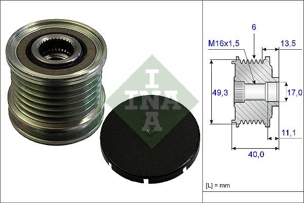 INA 535 0166 10 - Remskiva, generator xdelar.se