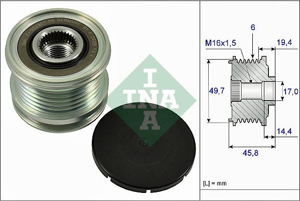 INA 535 0168 10 - Remskiva, generator xdelar.se