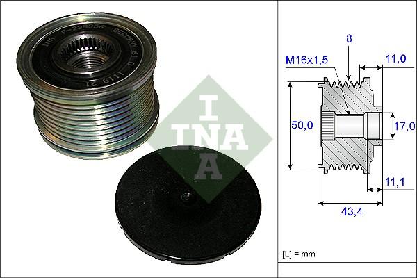 INA 535 0108 10 - Remskiva, generator xdelar.se