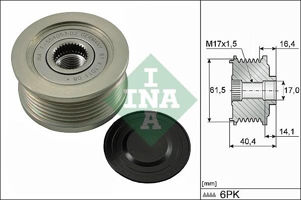 INA 535 0115 10 - Remskiva, generator xdelar.se