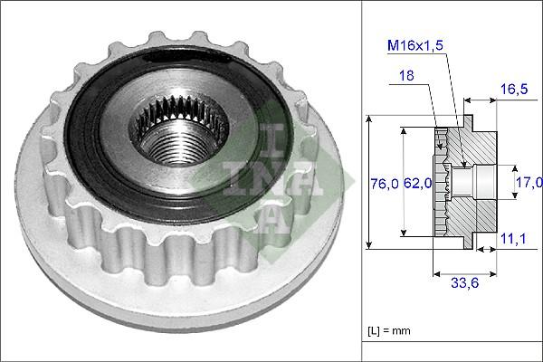 INA 535 0118 10 - Remskiva, generator xdelar.se