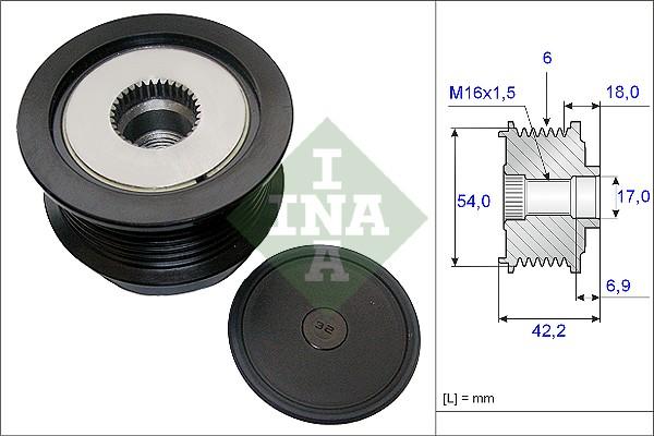 INA 535 0188 10 - Remskiva, generator xdelar.se