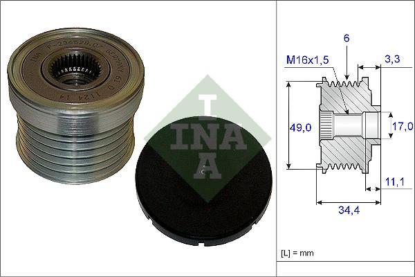 INA 535 0183 10 - Remskiva, generator xdelar.se