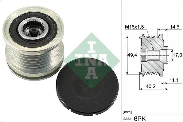 INA 535 0124 10 - Remskiva, generator xdelar.se