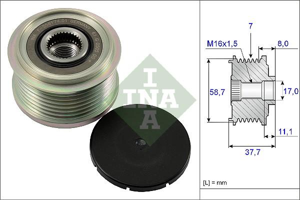 INA 535 0128 10 - Remskiva, generator xdelar.se